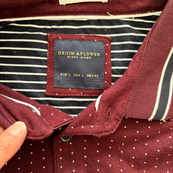 NEW DENIM & FLOWER Ricky Singh Bundle (2) Short Sleeve Polo Shirts MEN'S L - Picture 6 of 11